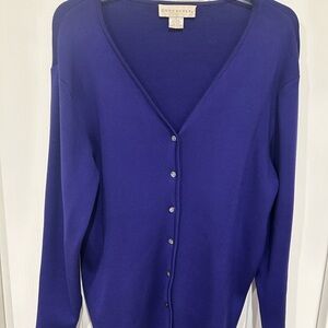 Doncaster Purple Silk Cardigan Sweater size L